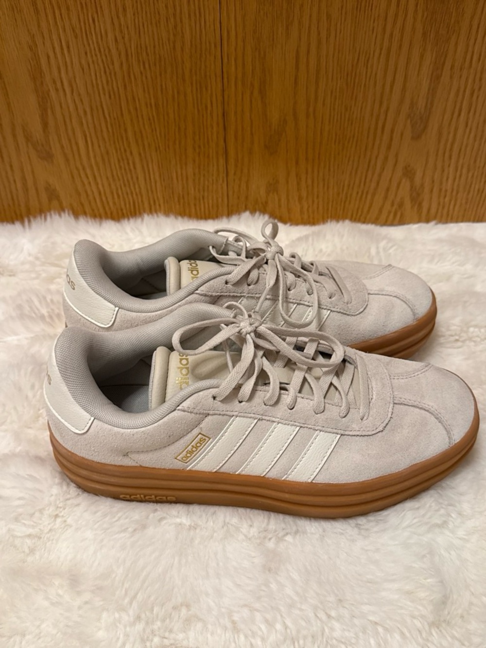 adidas Men’s Suede Sneakers in Light Gray with Gum Sole